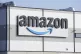 An Amazon company logo is seen on the facade of a company's 