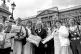 Anne Scargill (with parcel), wife of NUM President Arthus Sc
